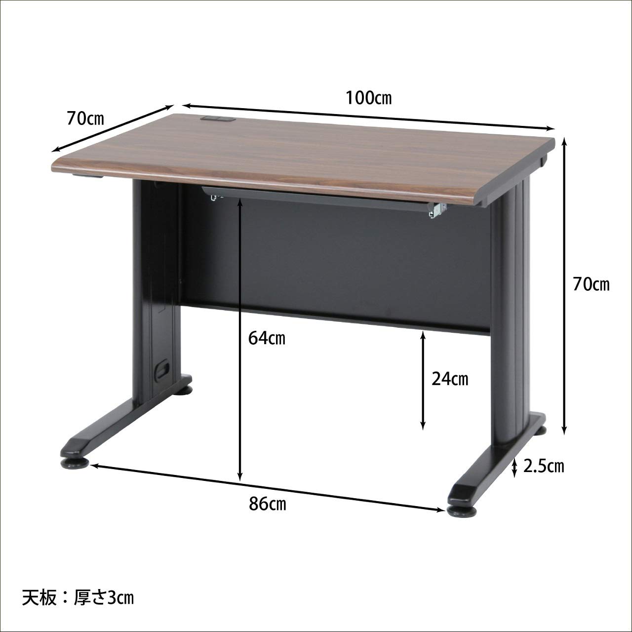 Amazon | オフィスデスク 幅100 奥行 70cm pc 平机 事務机 ひきだし