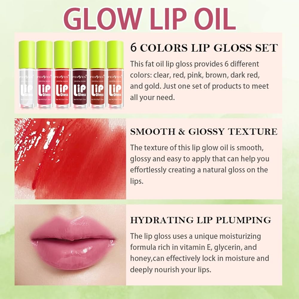 Amazon.com : ZAMANIYA 6 Colors Lip Gloss Set,Mini Fat Oil Lip Drip