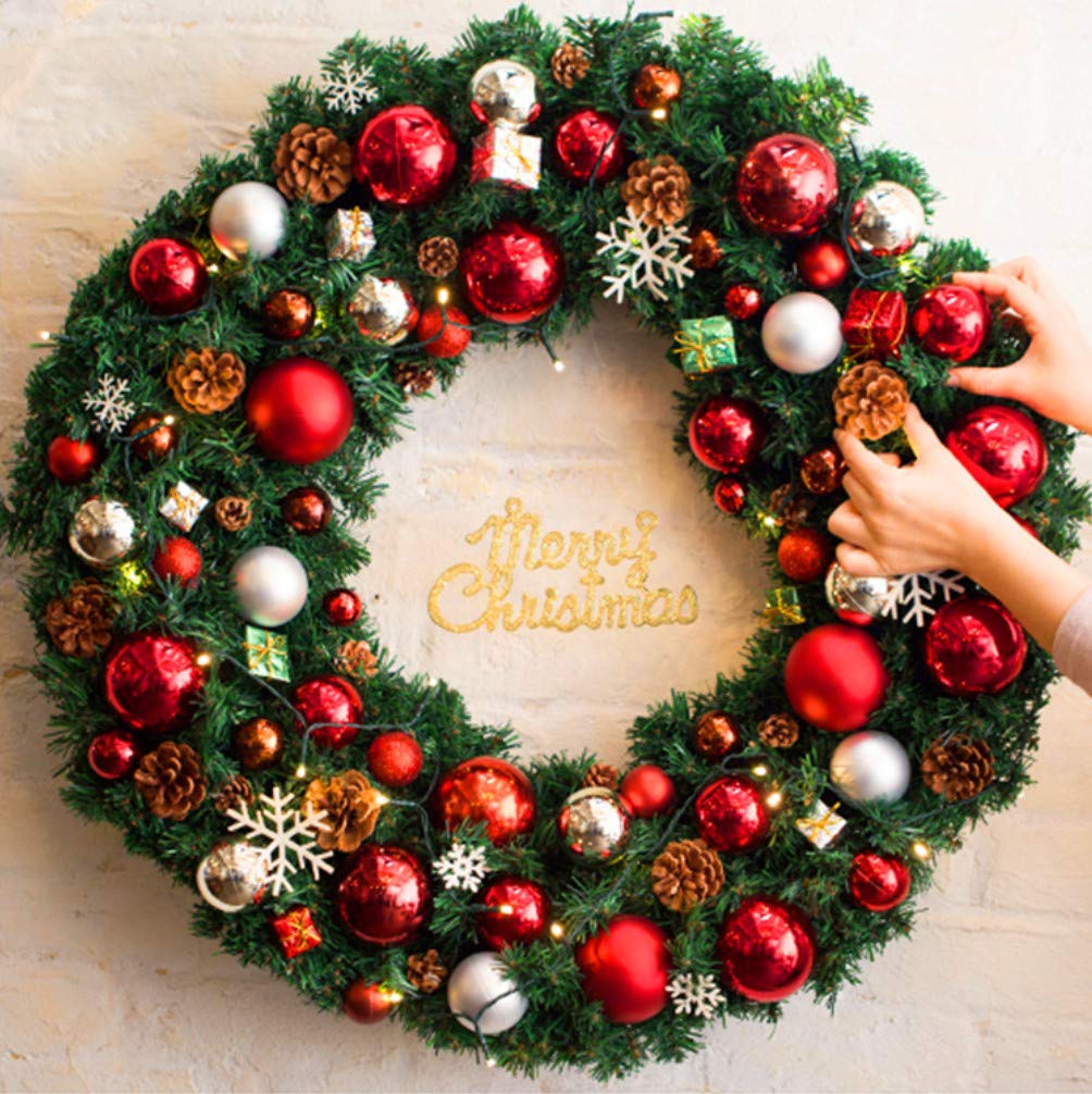 Amazon | S&C Live クリスマスリース 玄関ドア用 50cm 赤 レッド