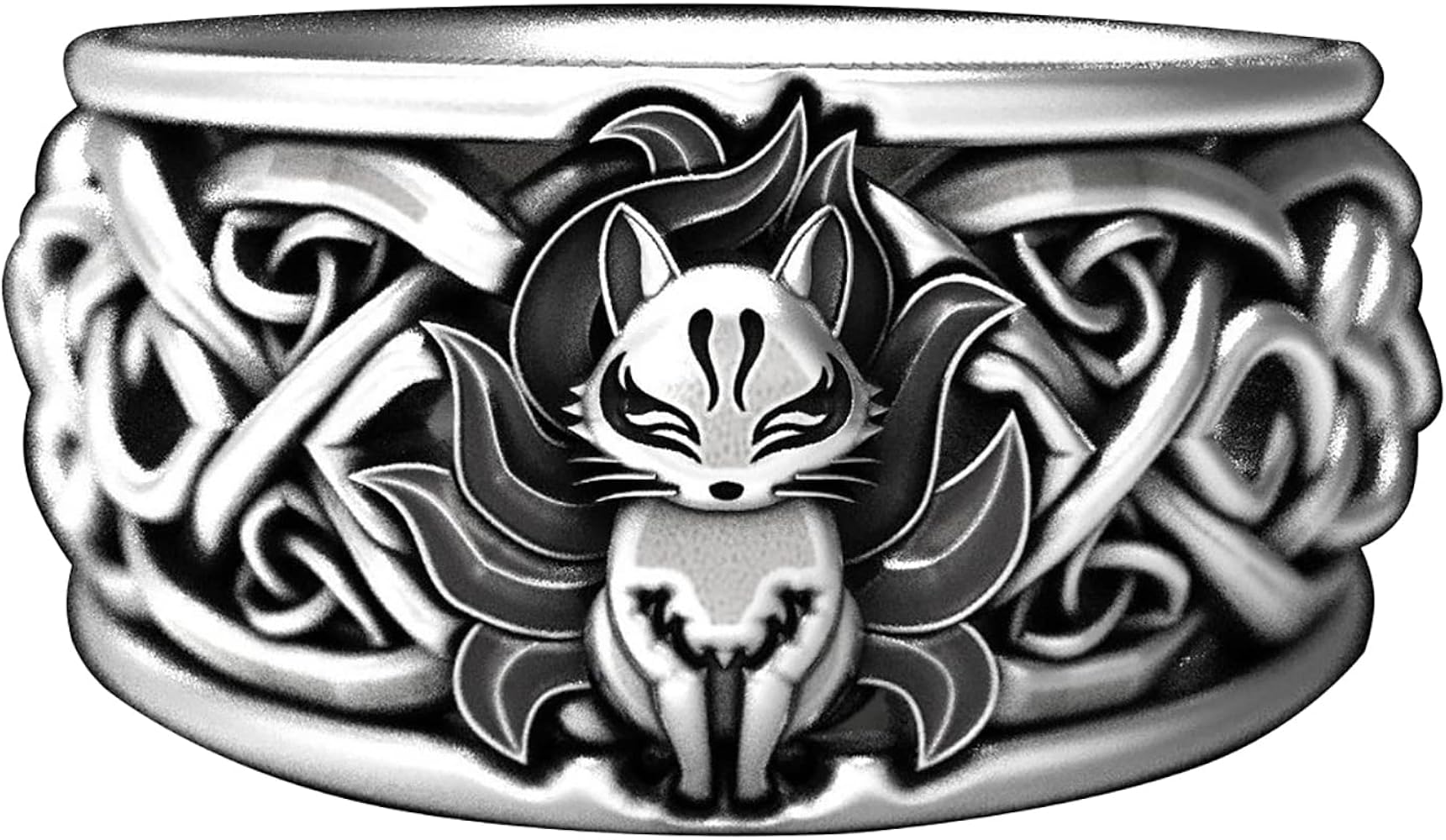 Ecooon Vintage Anime nine tail fox chunky Kurama ring for women