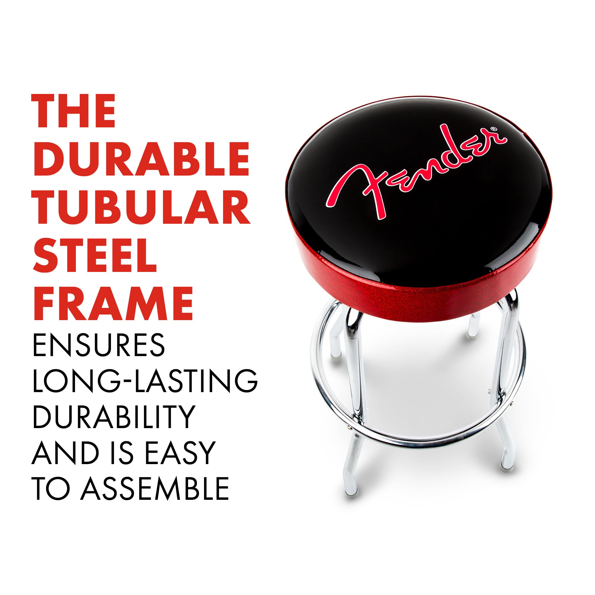 Amazon｜Fender/Red Sparkle Logo Barstool Black/Red Sparkle 30 inch