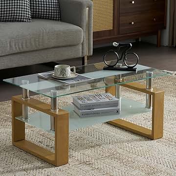 Amazon.co.jp: アイアンフレーム ガラス天板 センターテーブル