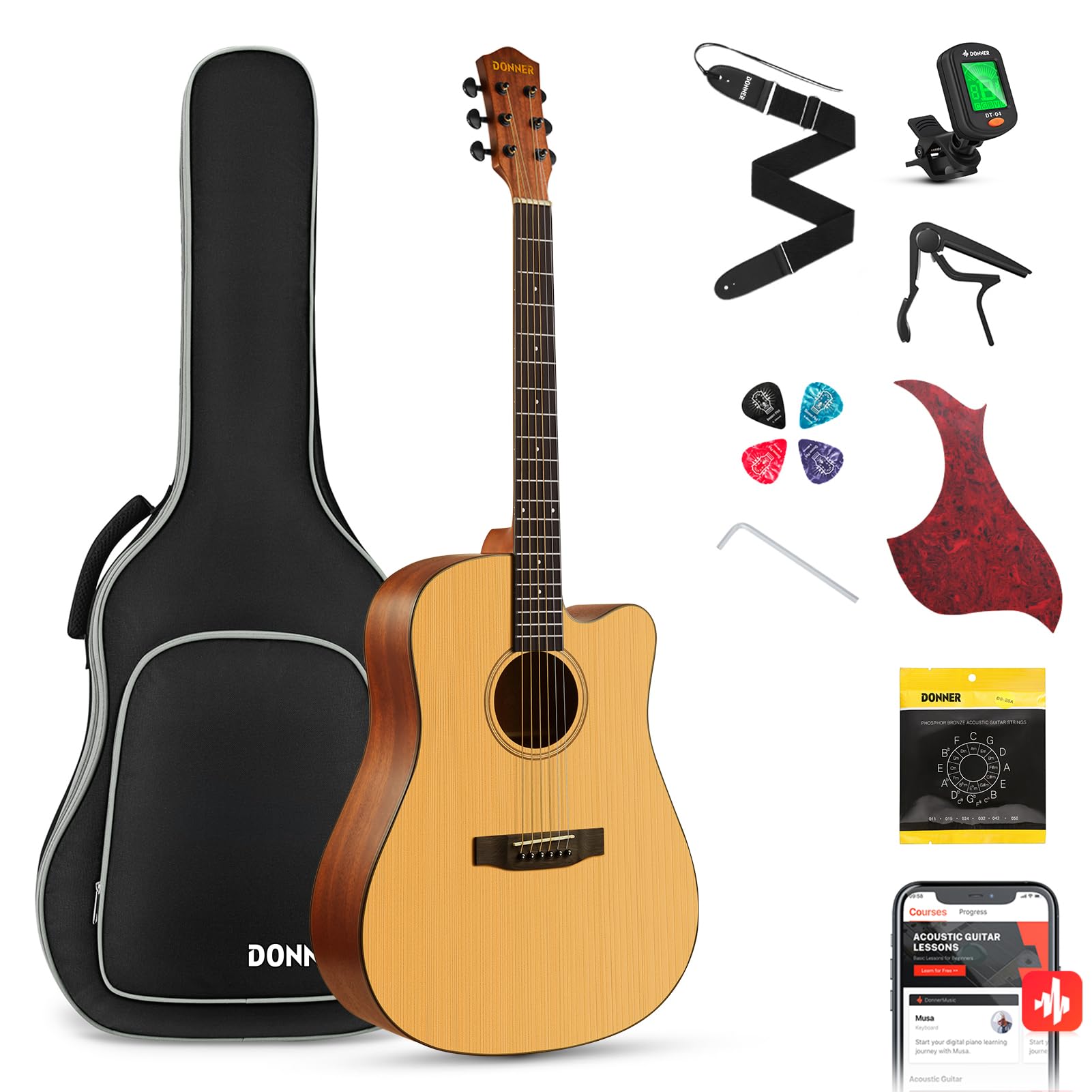 Amazon.com: Donner 41” Acoustic Guitar Bundle for Beginners Adults