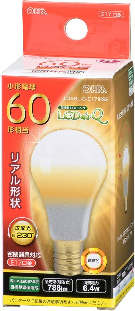 Amazon | LED電球 小形 E17 60形相当 電球色 LDA6L-G-E17 IH92 06-3441