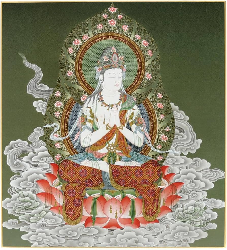 Amazon｜仏画色紙 勢至菩薩 右向き 緑 法徳堂 縦27.2cm×横24.2cm K014