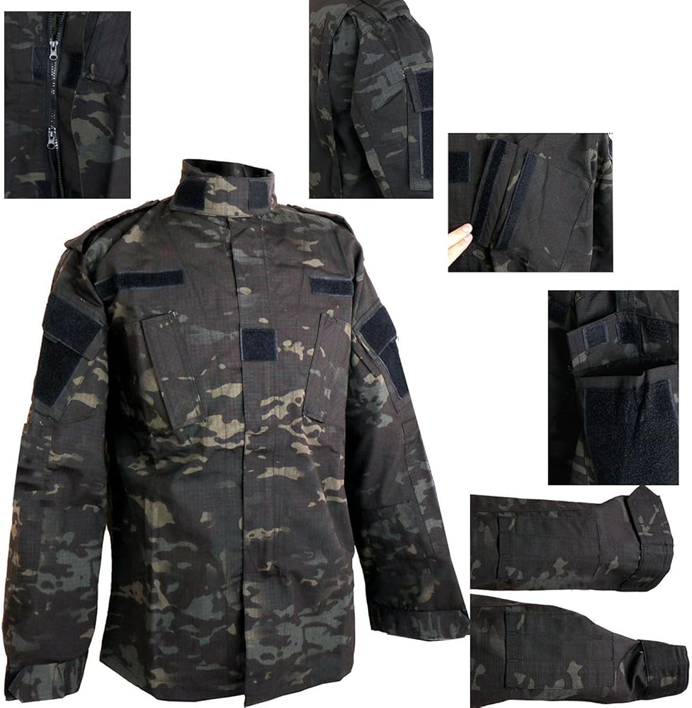 Amazon.co.jp: 新型迷彩 迷彩服上下セット 色：マルチカムブラック (S