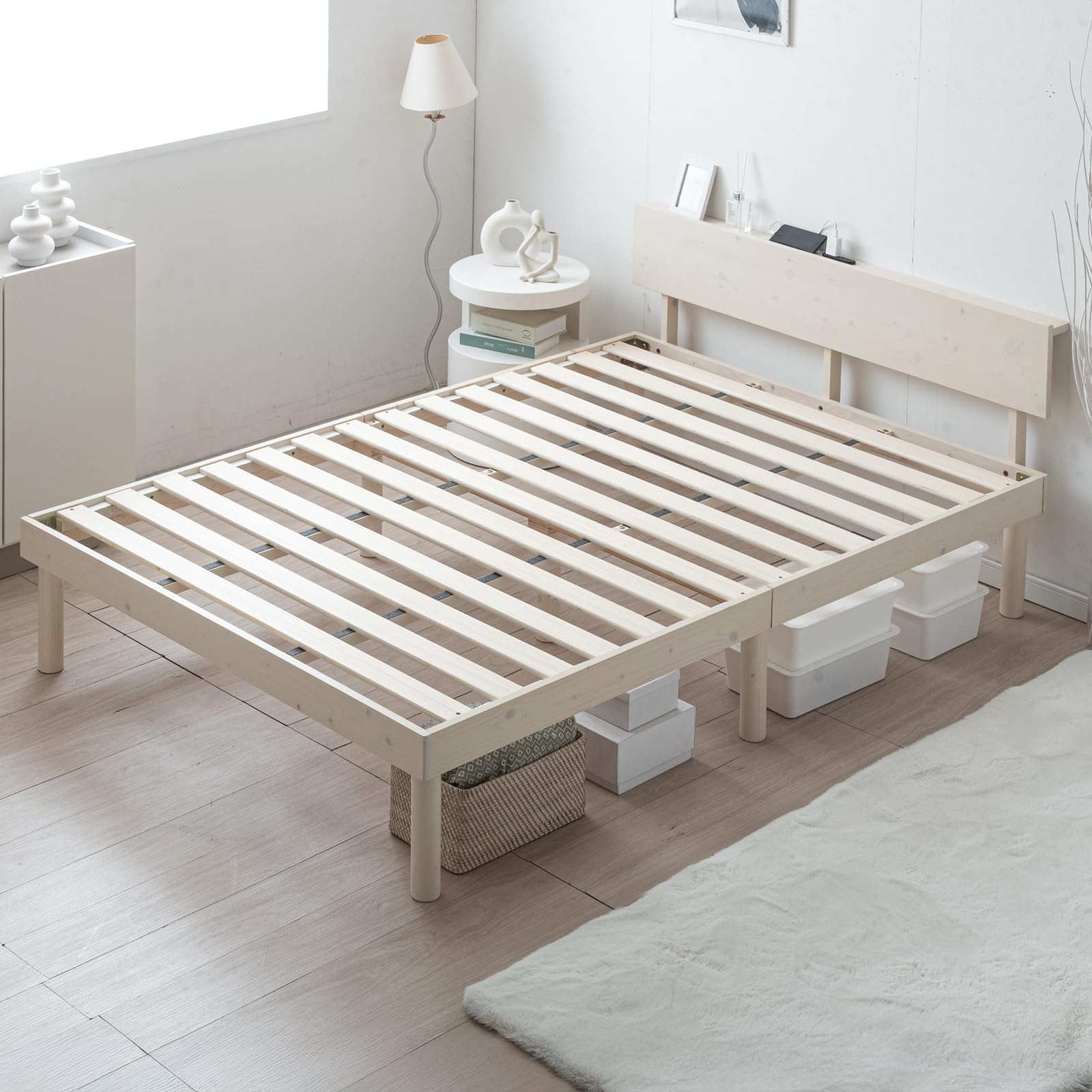 Amazon｜タンスのゲン ベッド シングル 天然木 北欧パイン材使用 宮棚