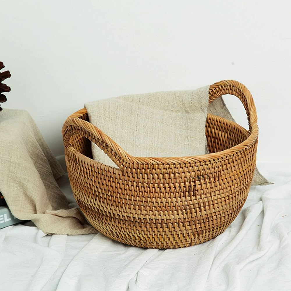 Amazon.co.jp: Lirancia かご ラタン製 藤かご オシャレ フルーツかご