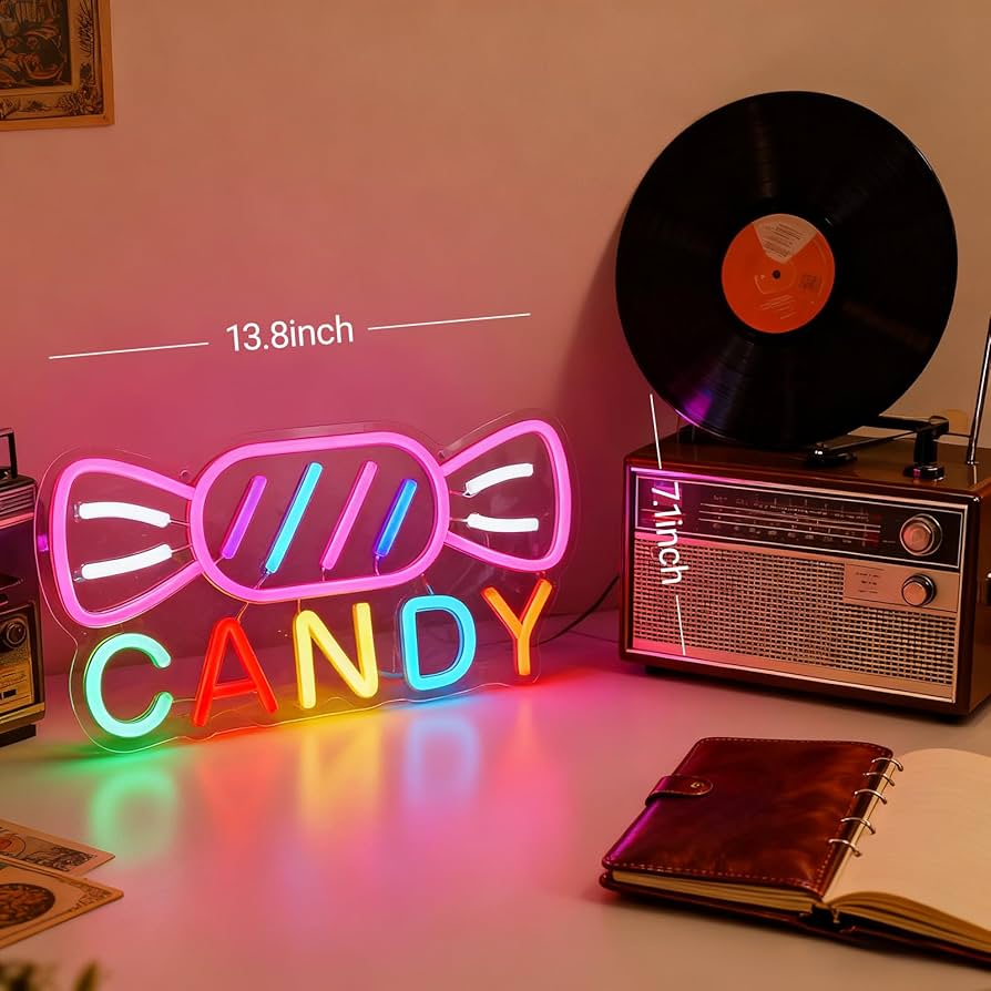 NAIYISI Candy Neon Sign for Wall Decor Candyland Party Decorations