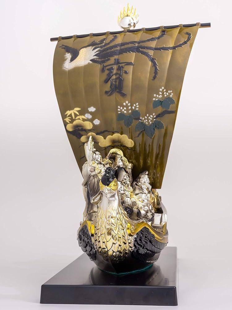 Amazon.co.jp: 開運 七福宝船 37cm（彩色仕上げ）＿置物 七福神 宝船