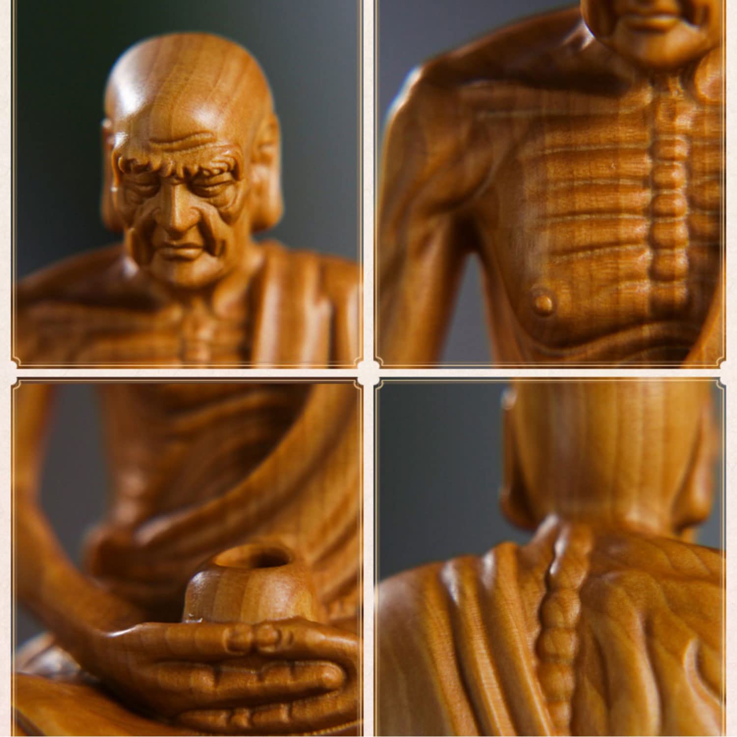 Amazon｜少林寺 十八の羅漢之一 高級天然ツゲ木彫り 置物 坐禅 座禅