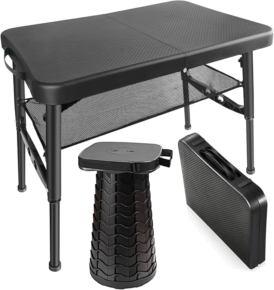 Amazon.co.jp: BIKYO 折りたたみテーブルセット チェア付き アウトドア