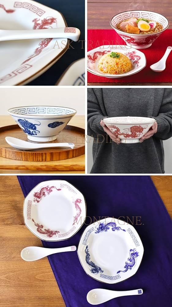 Amazon.co.jp: ラーメン丼 チャーハン皿 れんげ 3点セット 食器セット