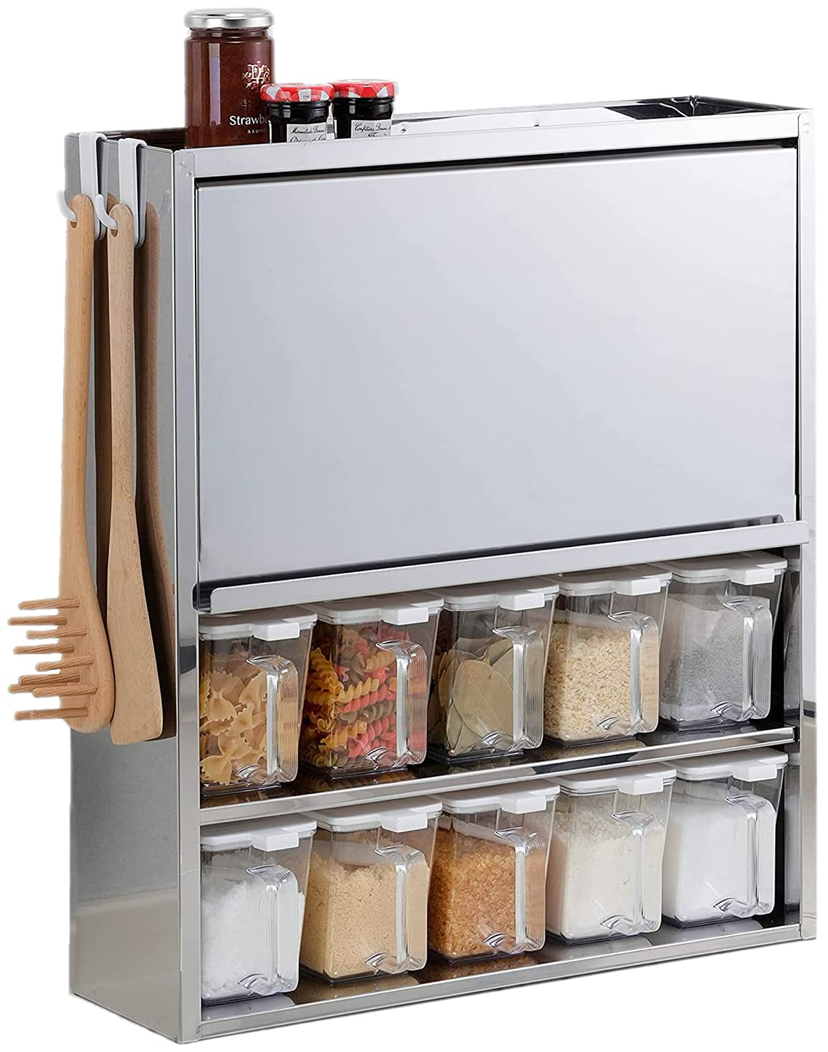 Amazon｜大竹産業 スパイスラック 調味料ポット10個付き 燕三条