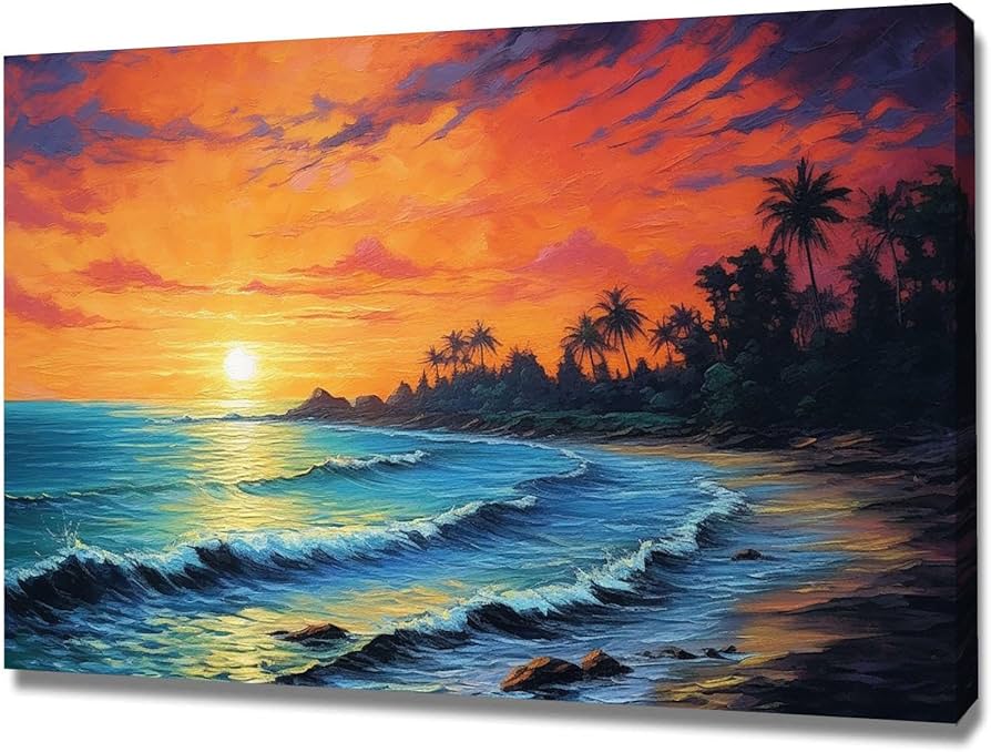 Amazon.co.jp: SHYAMIC 海絵 アート海 自然風景, ブルーシーサンセット