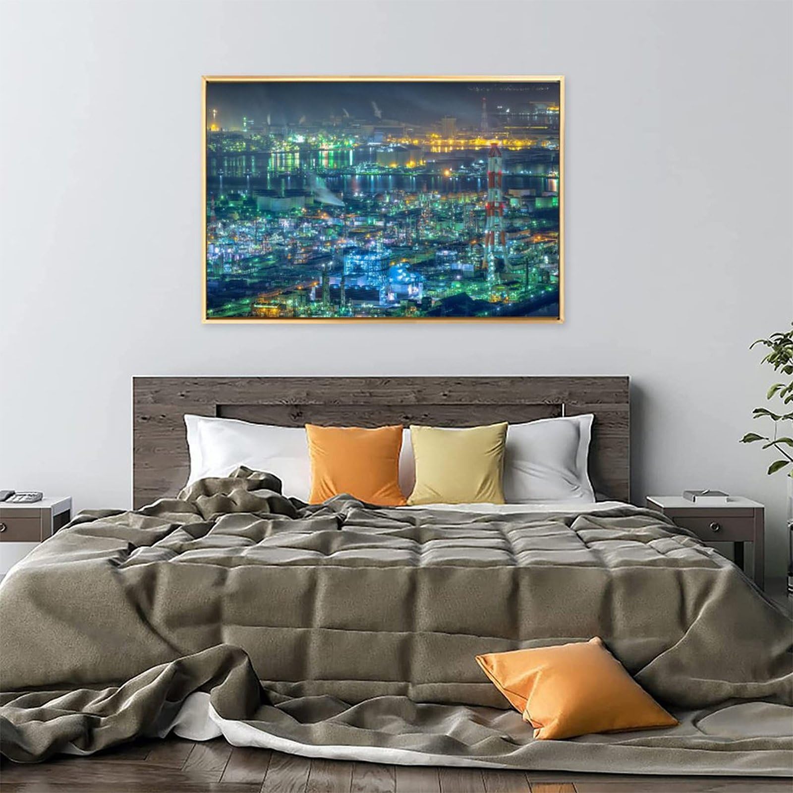 Amazon.co.jp: 絵画 岡山県 水島コンビナートの工場夜景 アートパネル