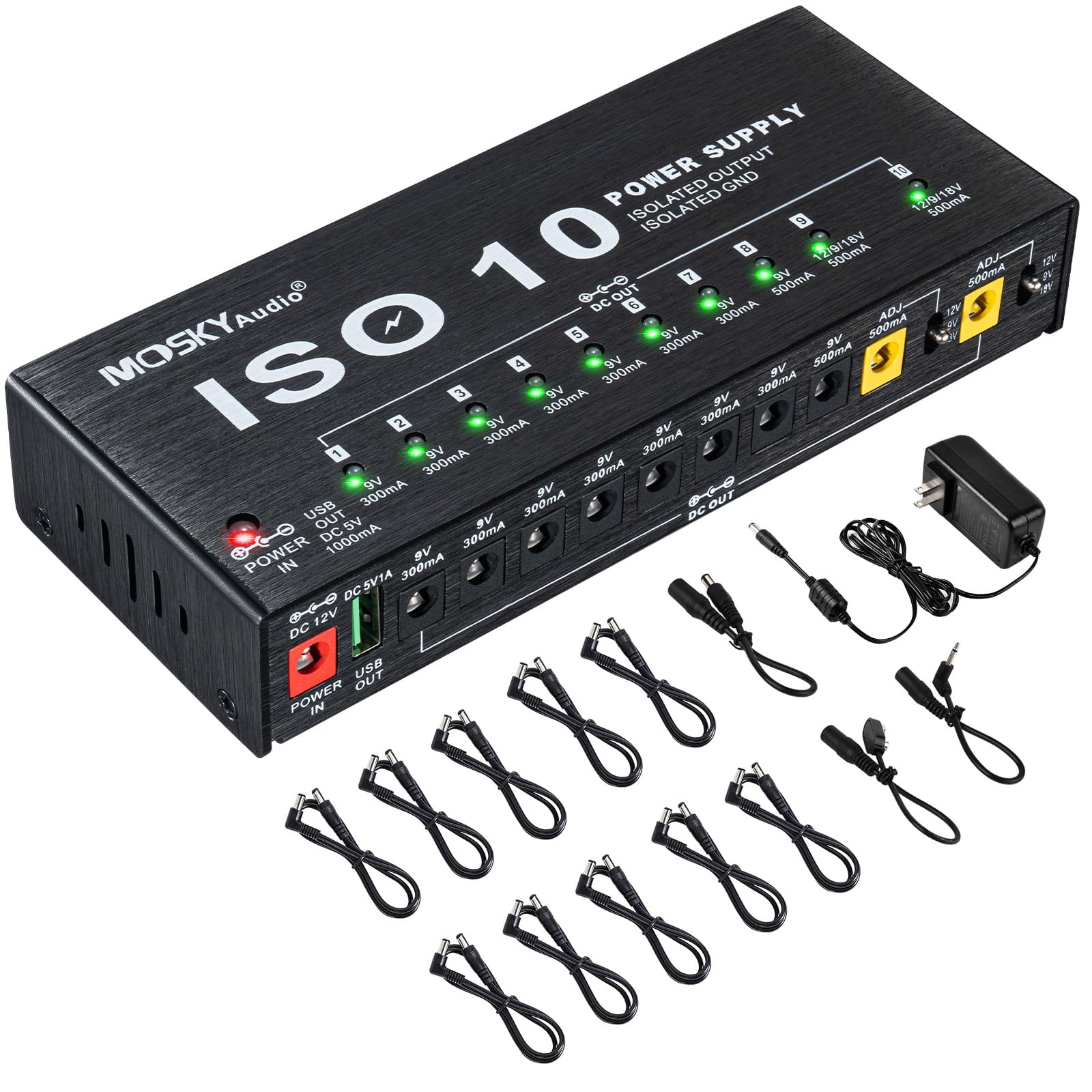 Amazon.com: Mosky Guitar Pedal Power Supply 10 Isolated DC Output
