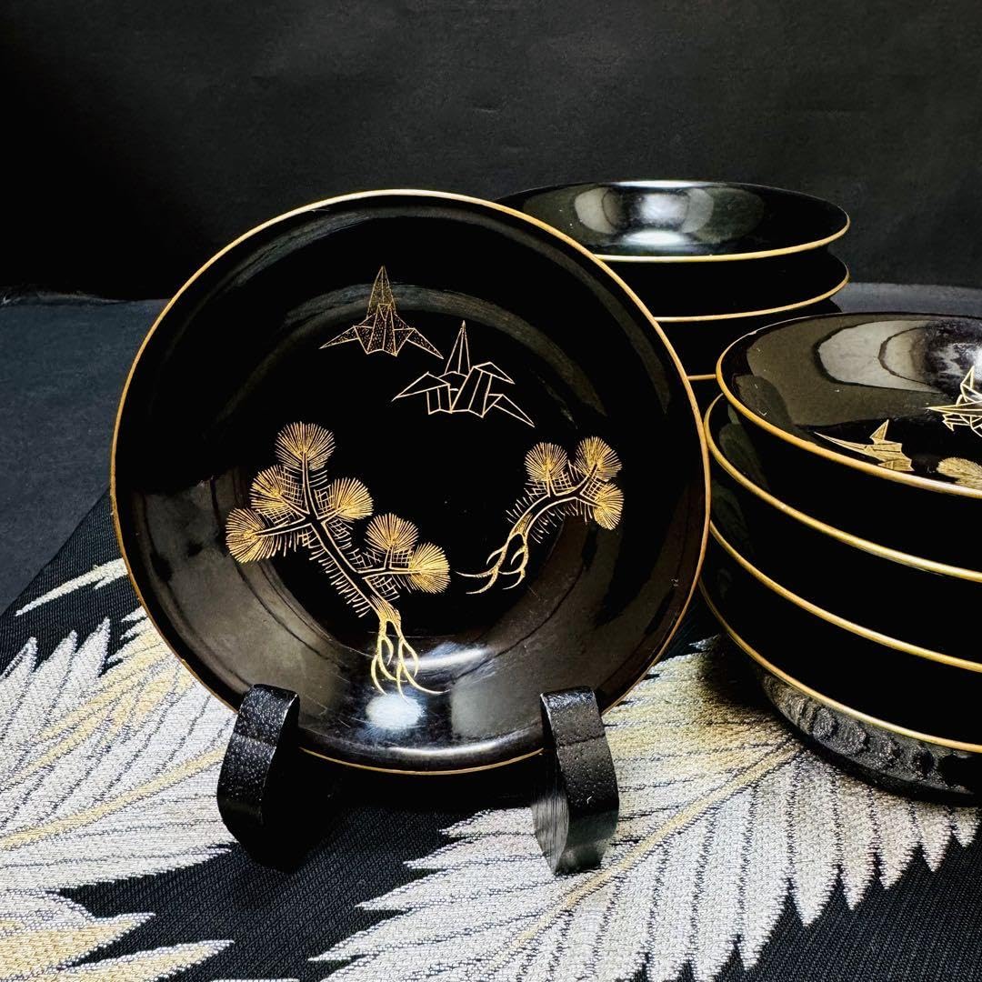 2230 輪島塗松鶴金蒔絵銚子2客