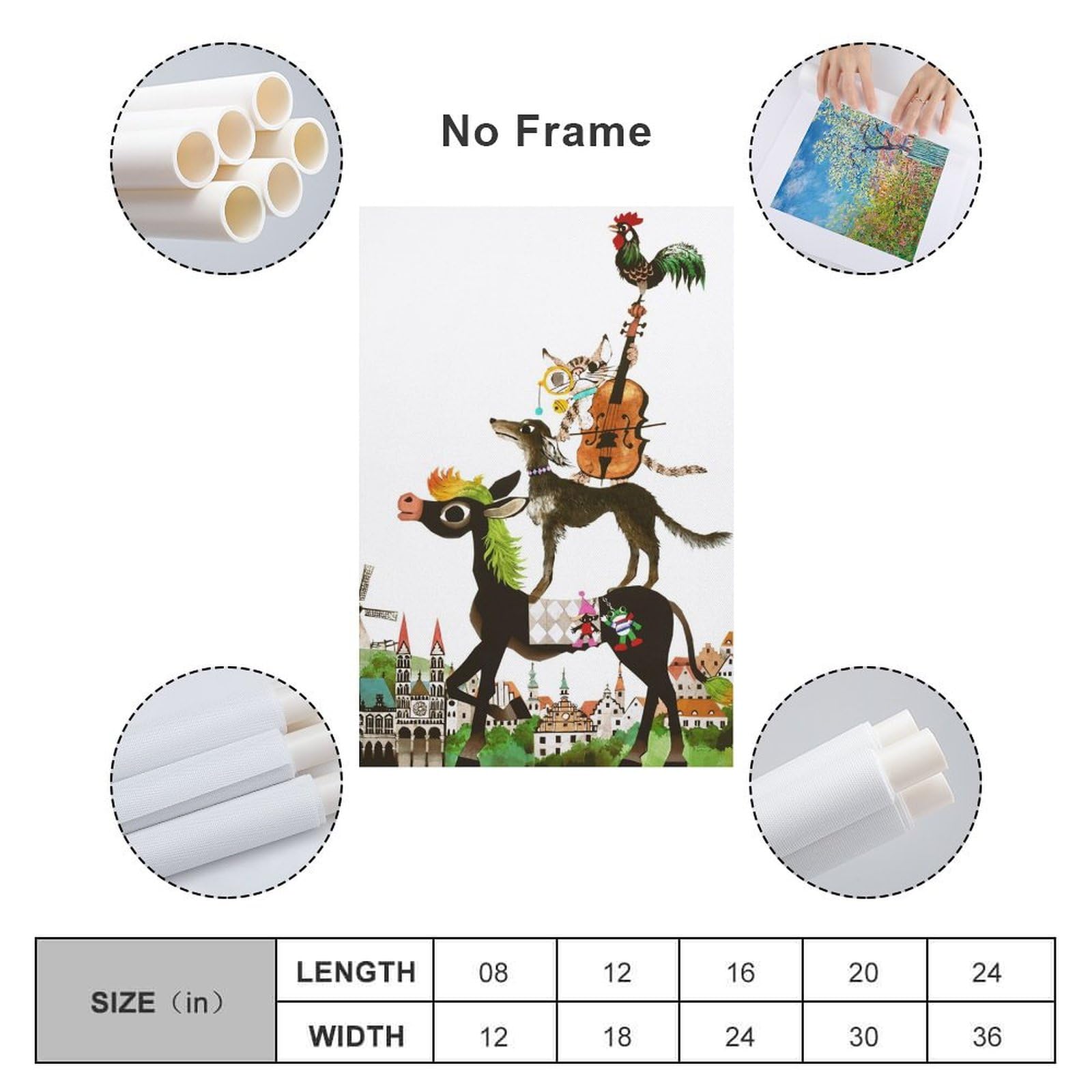 Amazon.co.jp: 藤城清治 ブレーメンの音楽隊 絵画 ポスター 工芸品の