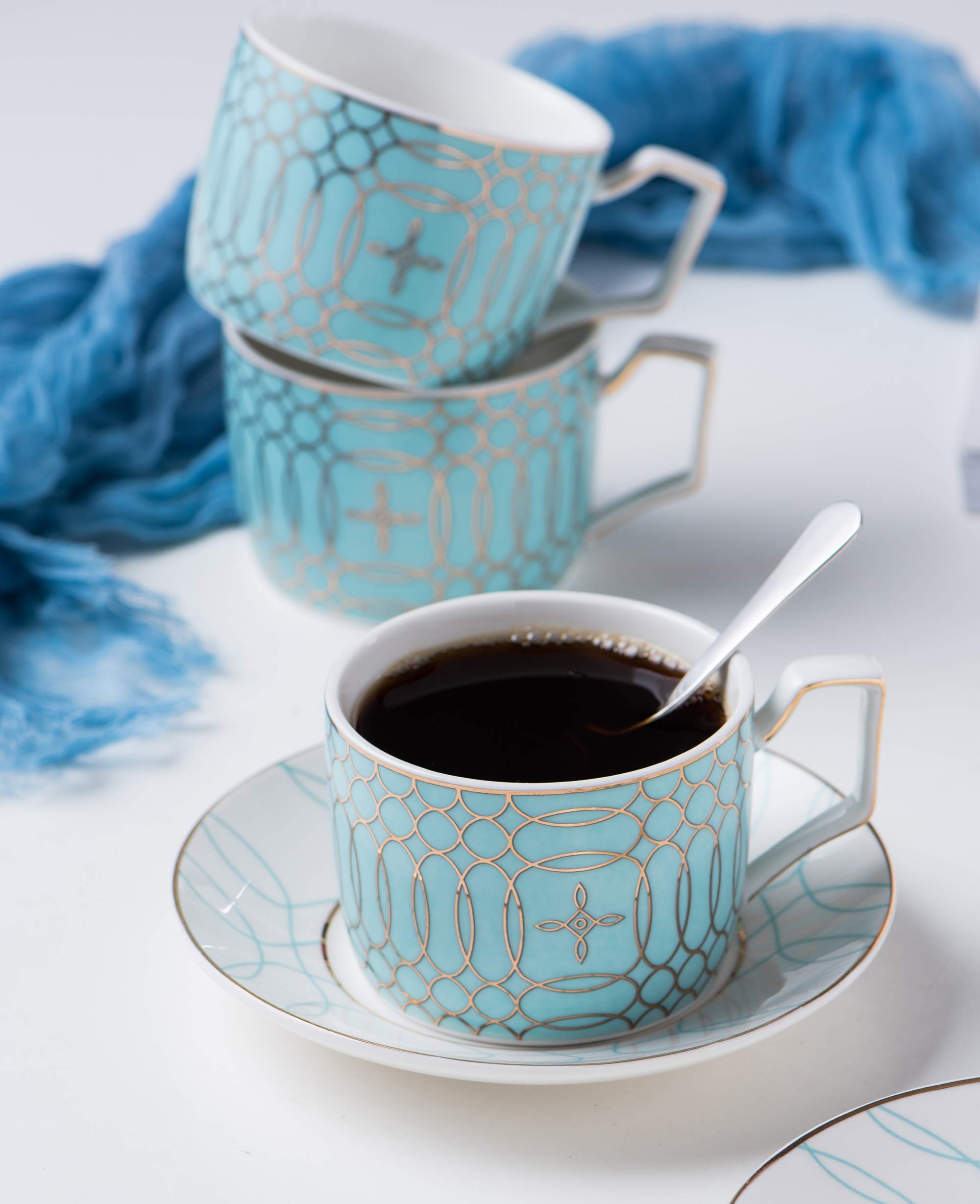 Amazon | Jusalpha 磁器ティーセット 4個セット モダンでエレガントな