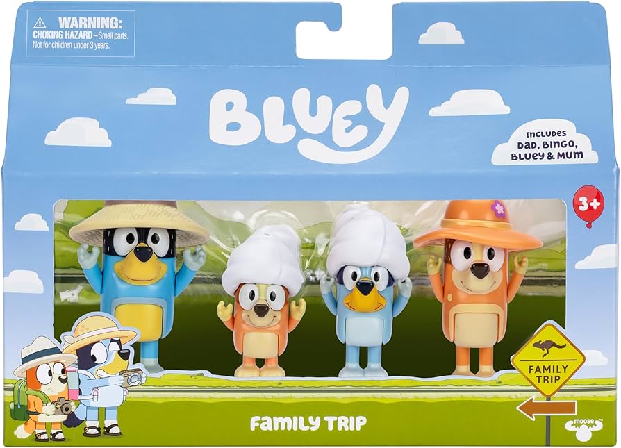 Amazon.co.jp: Blueyフィギュア 4個パック 家族旅行 6.3cm ブルーイ