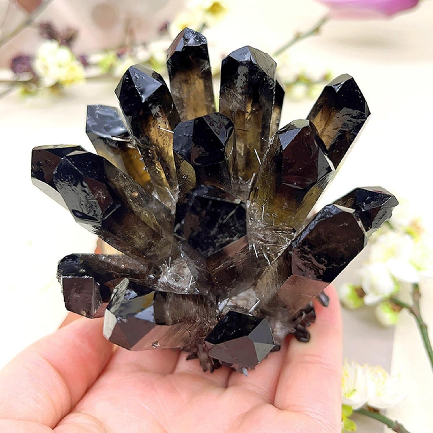 Amazon.co.jp: 天然水晶 黒水晶 茶色水晶 天然石水晶クラスター