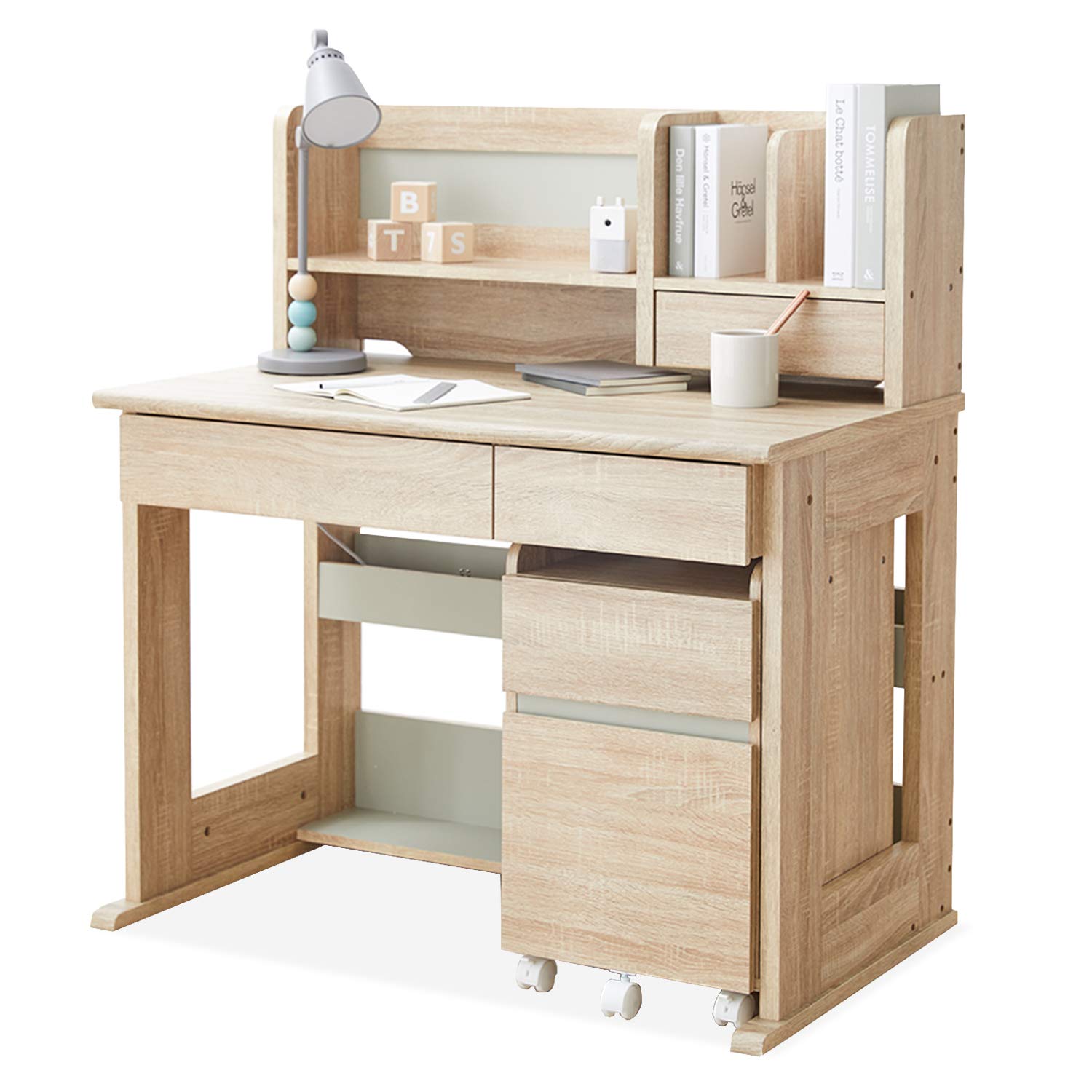 Amazon.co.jp: LOWYA ロウヤ 学習机 勉強机 学習机セット 収納 木目調