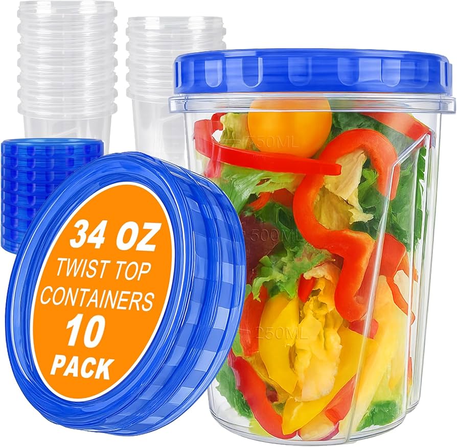 Amazon.com: 10 Pack 34oz Reusable Freezer Food Storage Containers