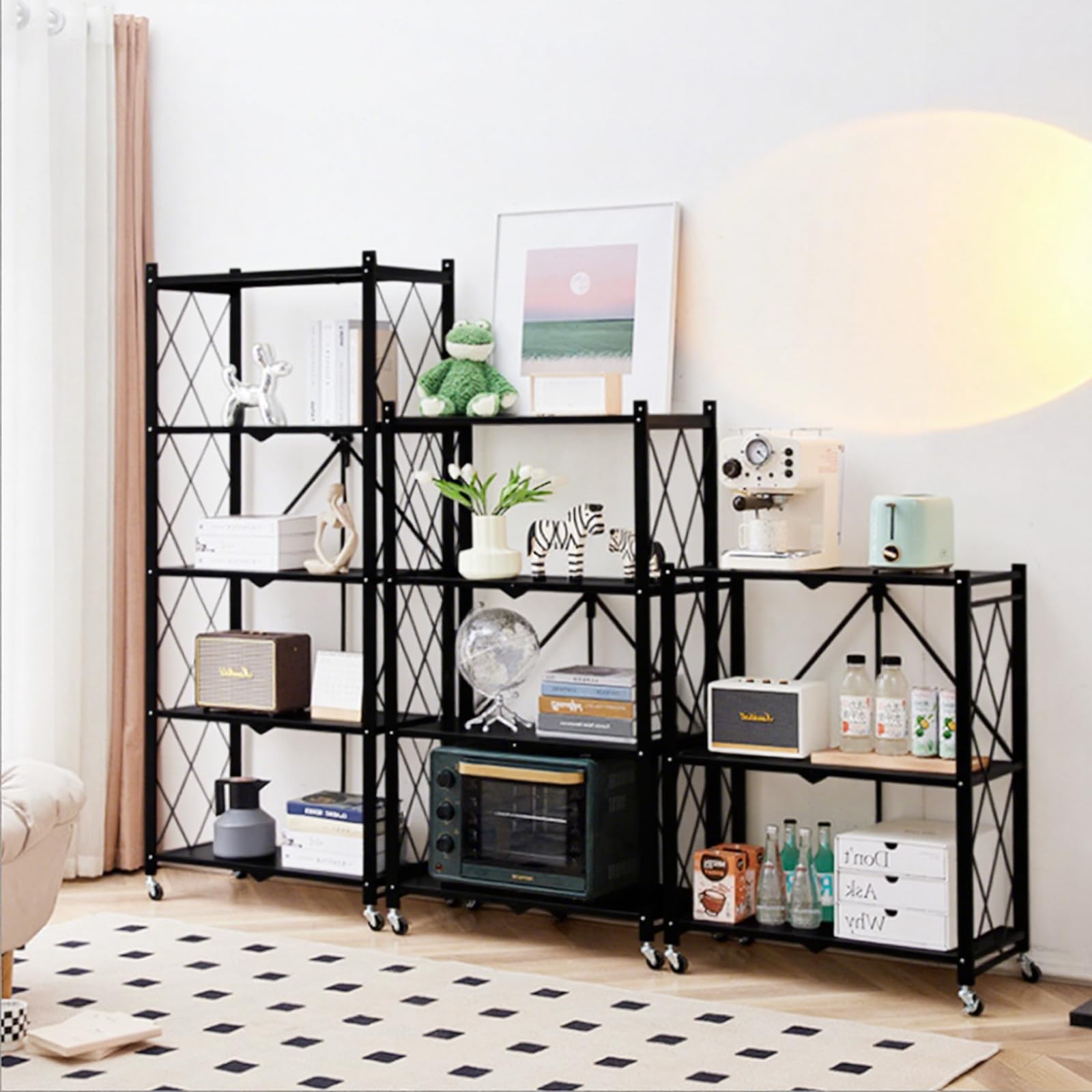 Amazon｜折りたたみラック 収納ラック スチールラック 棚 4段 幅71x