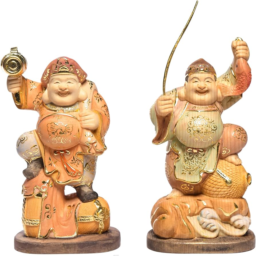 Amazon｜繁樓藝雕 大黒天 恵比寿 置物 絵 仏像 七福神 木彫り 桧木製