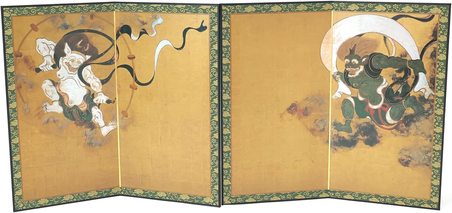 Amazon.co.jp: 風神雷神図屏風 縮小屏風 国宝 俵屋宗達筆 小屏風