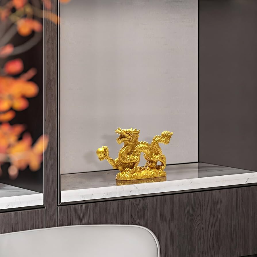 Amazon.co.jp: 龍の置物 風水 五本爪 金龍様 ドラゴン 精巧 置物 樹脂