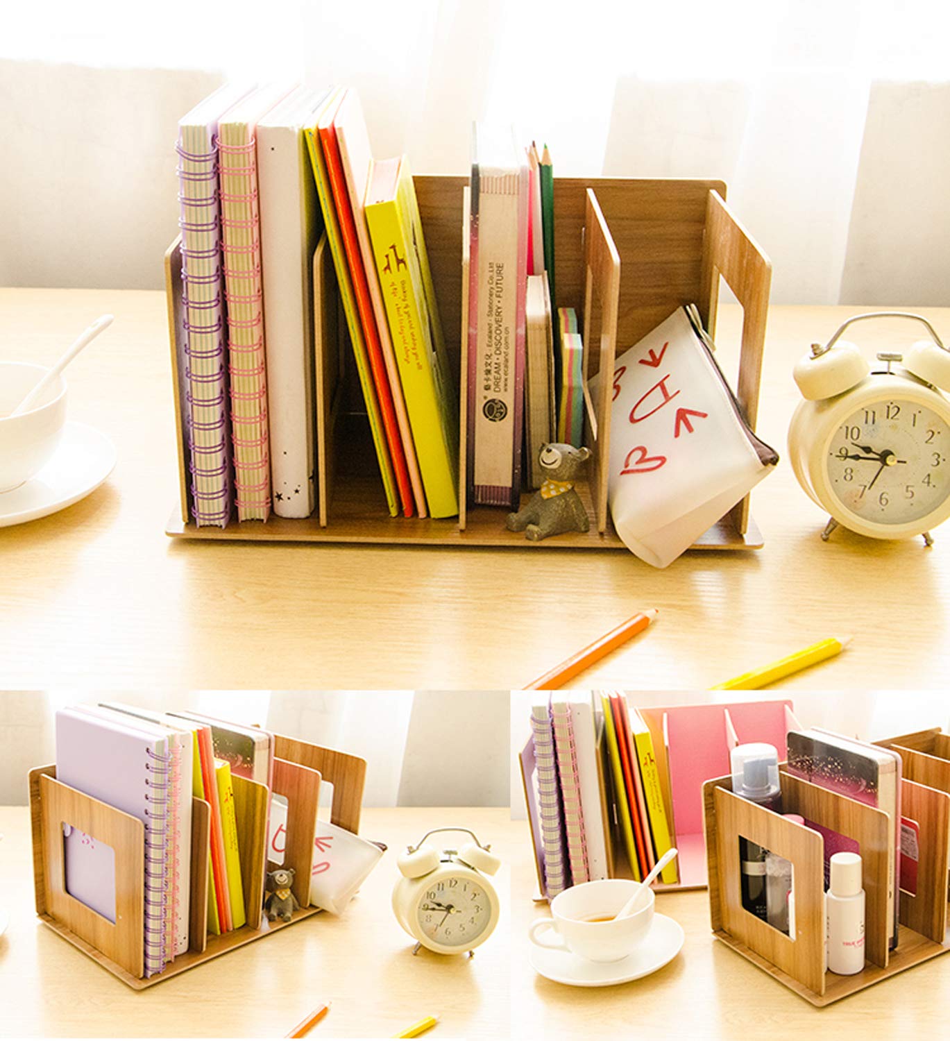 Amazon.co.jp: 本棚 卓上 本立て A4 ブックエンド 辞書 絵本 雑誌 CD