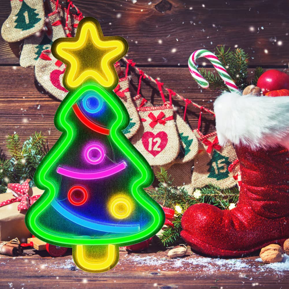 Amazon.co.jp: Eeneme LEDネオンライト、USB電源クリスマスツリー型