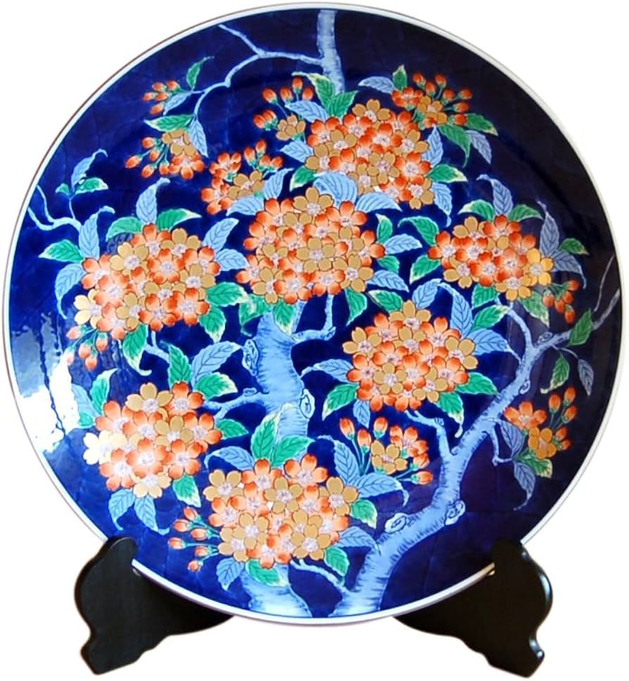 Amazon.co.jp: 飾り皿 絵皿 大皿 スタンド付き 有田焼 弥左ヱ門窯 陶器