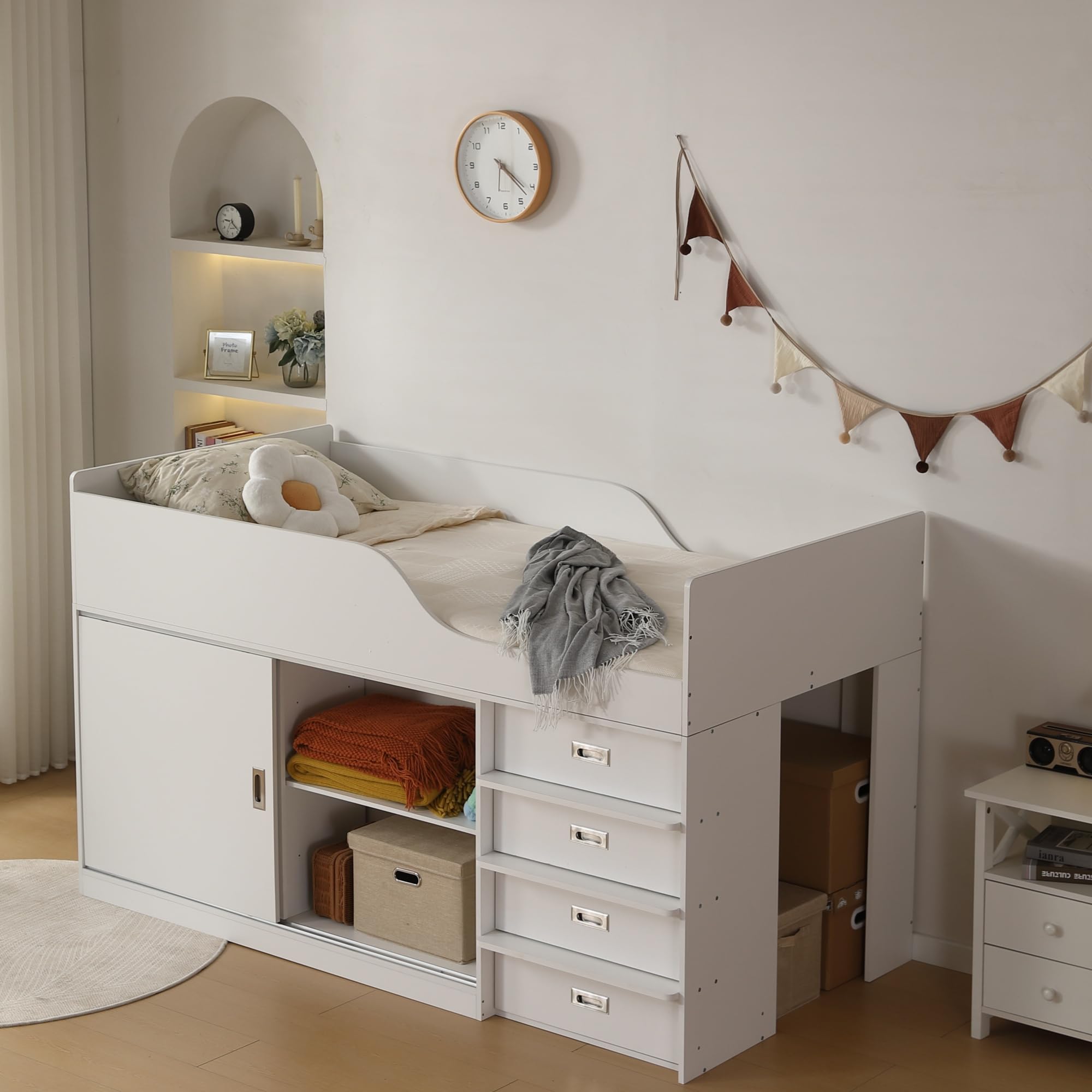 Amazon｜システムベッド 子供 ロフトベッド 階段付き 引き出し