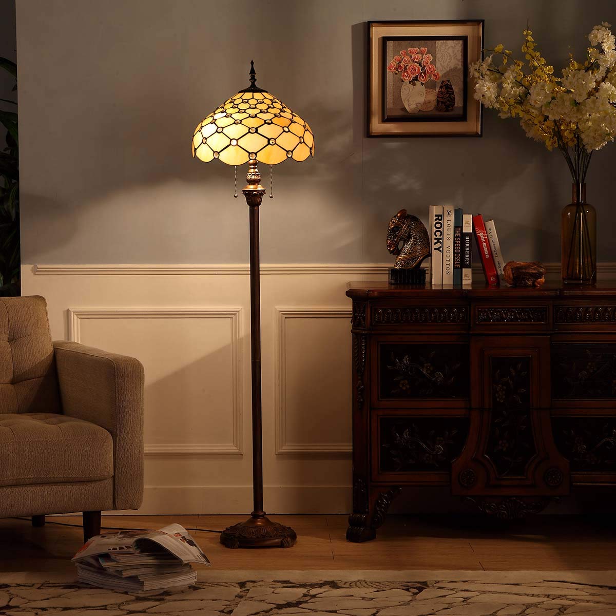 Amazon.co.jp : フロアライト フロアランプ ステンドグラス スタンド