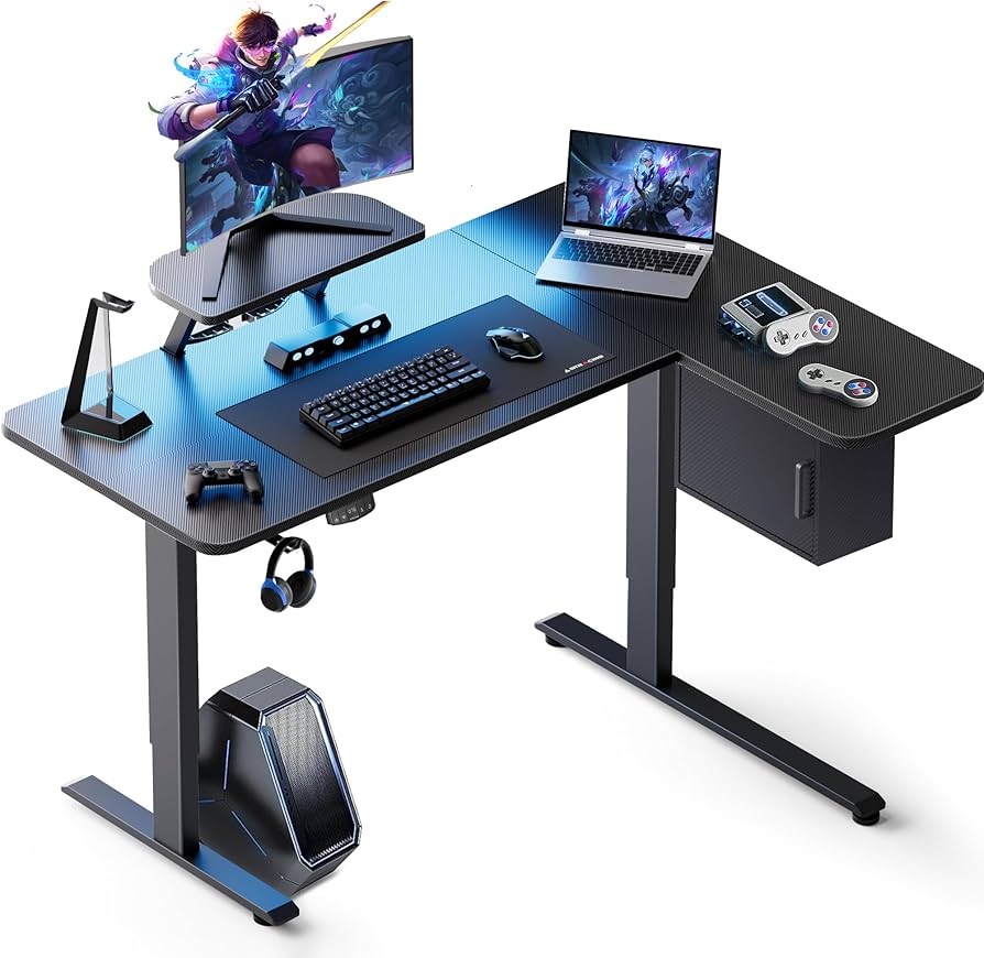 Amazon.co.jp: GTPLAYER ゲーミングデスク 電動昇降式 カーボン調 移動