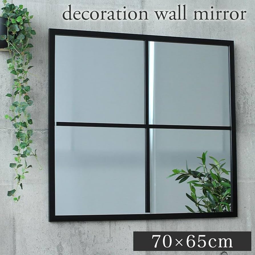 Amazon.co.jp: ウォールミラー 70 x 65 壁掛け 鏡 スクエア 窓風