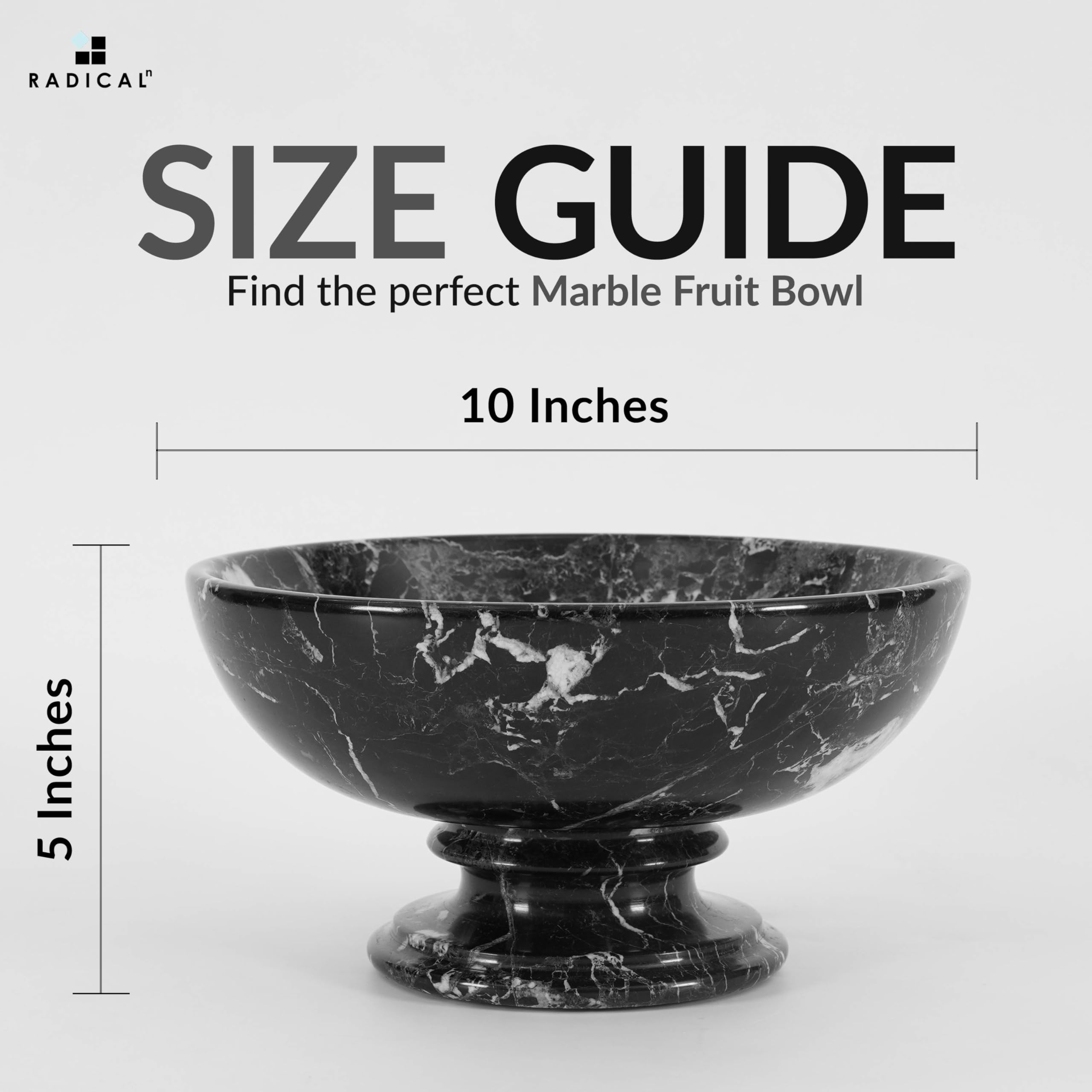 Amazon｜Radicaln 大理石フルーツボウル、10インチ、ブラック