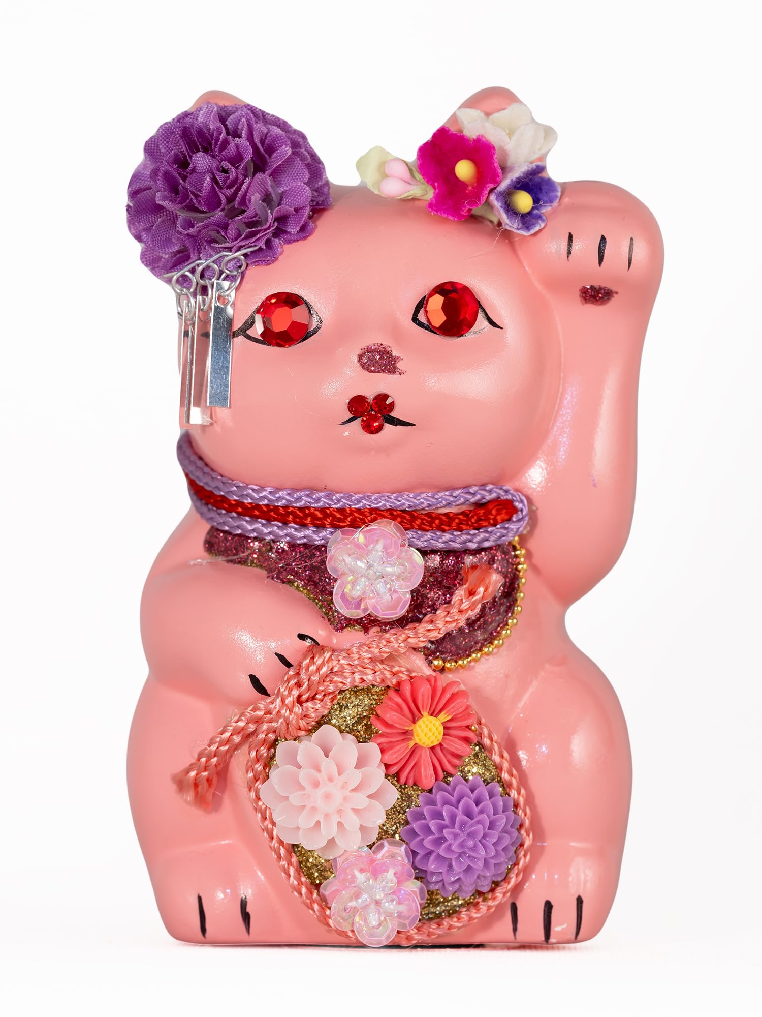 Amazon.co.jp: ご縁猫 舞子はん(S-SIZE ピンク Pink）左手あげ/陶器