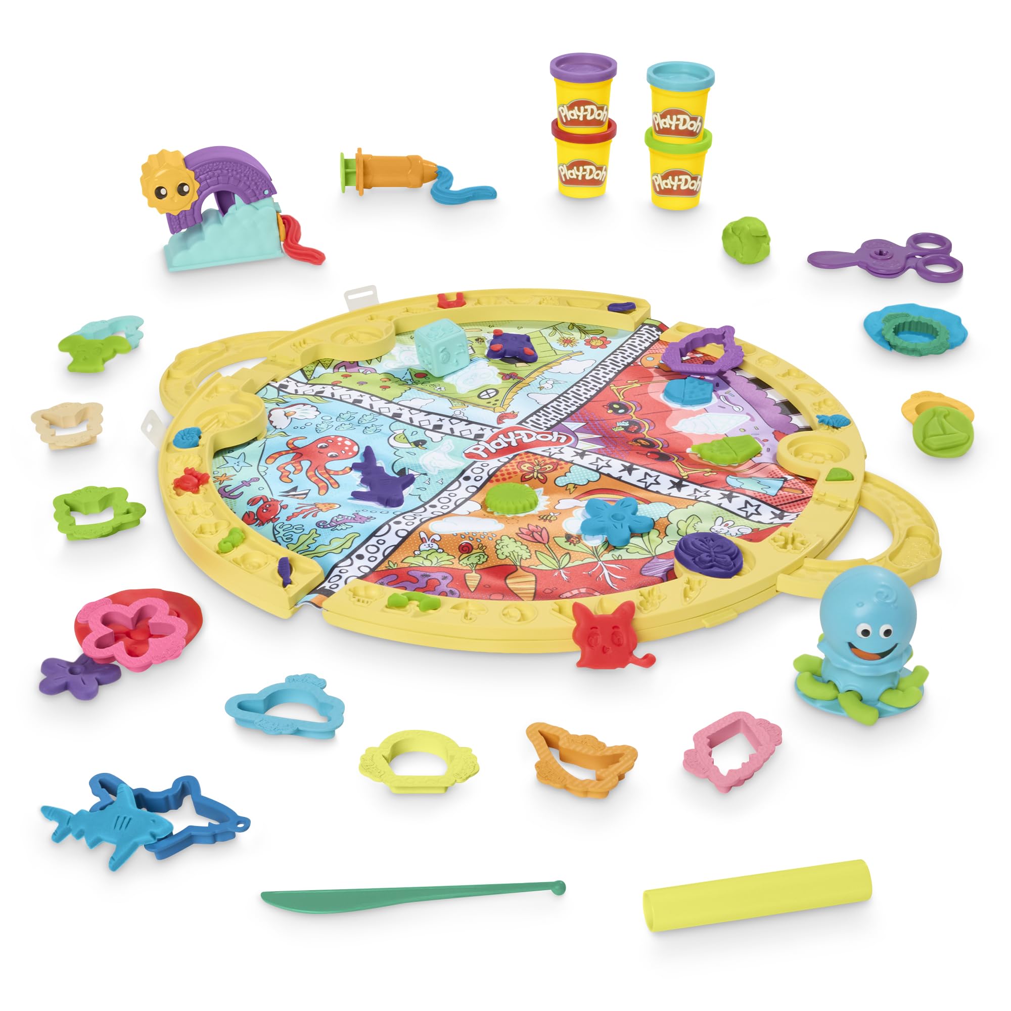 Amazon.com: Play-Doh Fold & Go Playmat Starter Set with 19