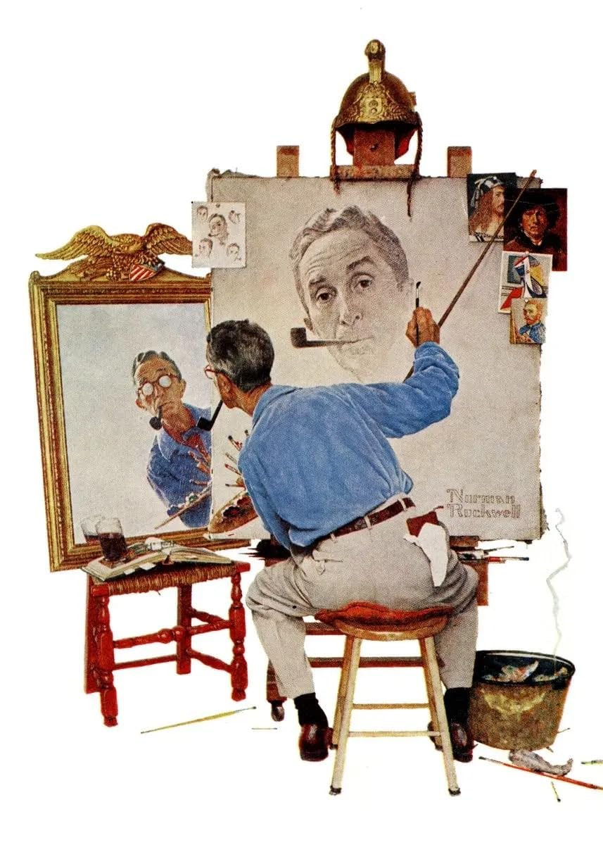 Amazon.co.jp: ノーマン・ロックウェルのポスター《自画像》キャンバス