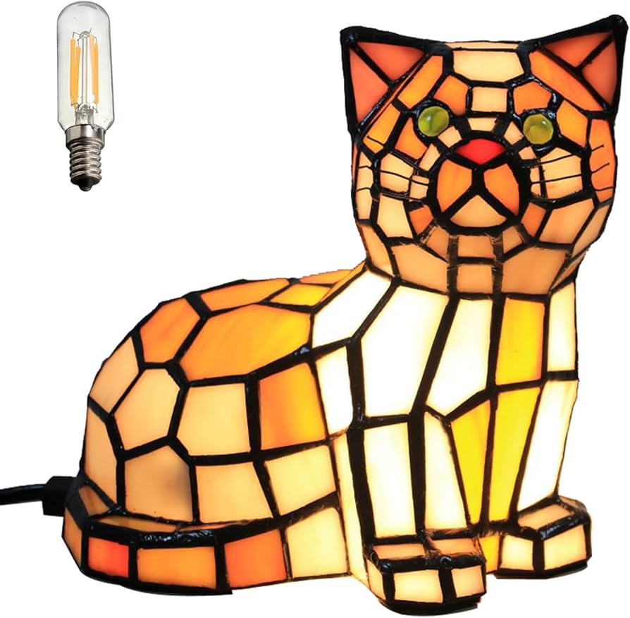 Amazon.co.jp : ティファニースタイルの猫のランプ テーブルランプ