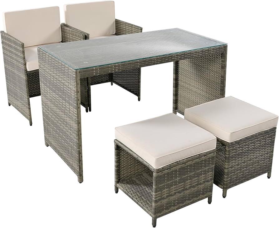 Amazon.co.jp: ガーデンファニチャー ラタン調 ガーデンテーブルセット