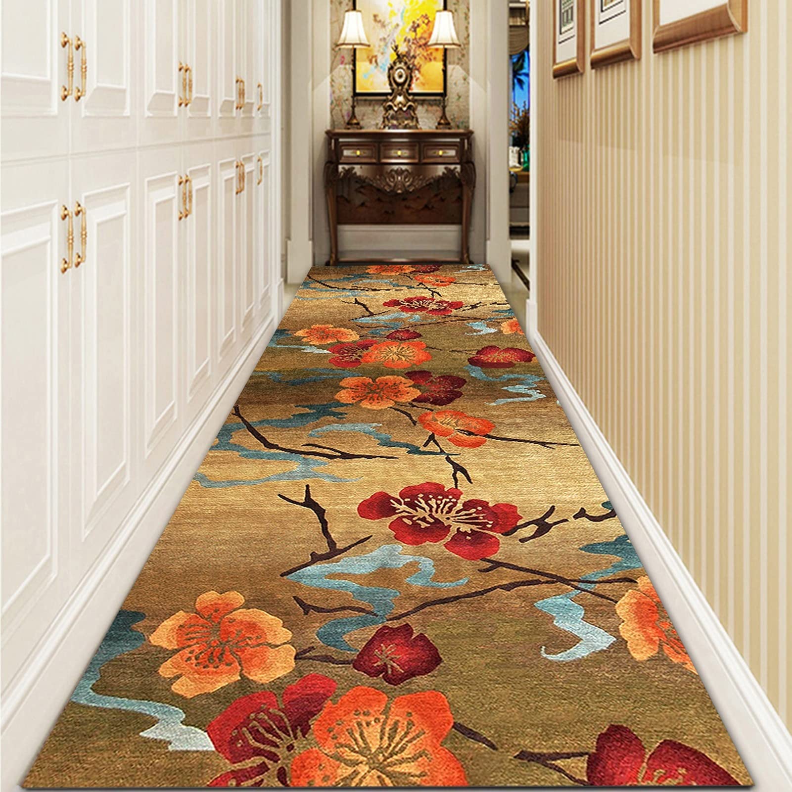 Amazon｜廊下用滑り止めカーペットランナー、中国風の狭い洗える