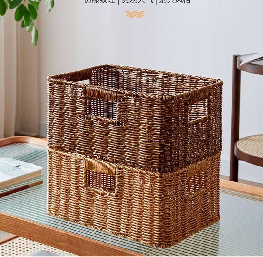 Amazon.co.jp: MJKQ9 収納かご バスケット 大容量 藤編みかご 37*28