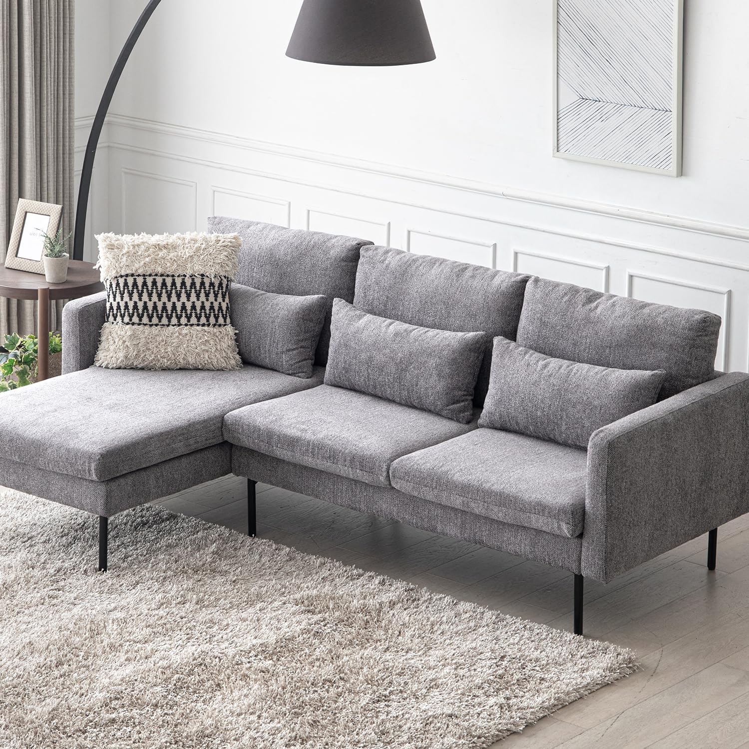 Amazon｜モダンデコ ソファー 3人掛け カウチソファ L字 コーナー