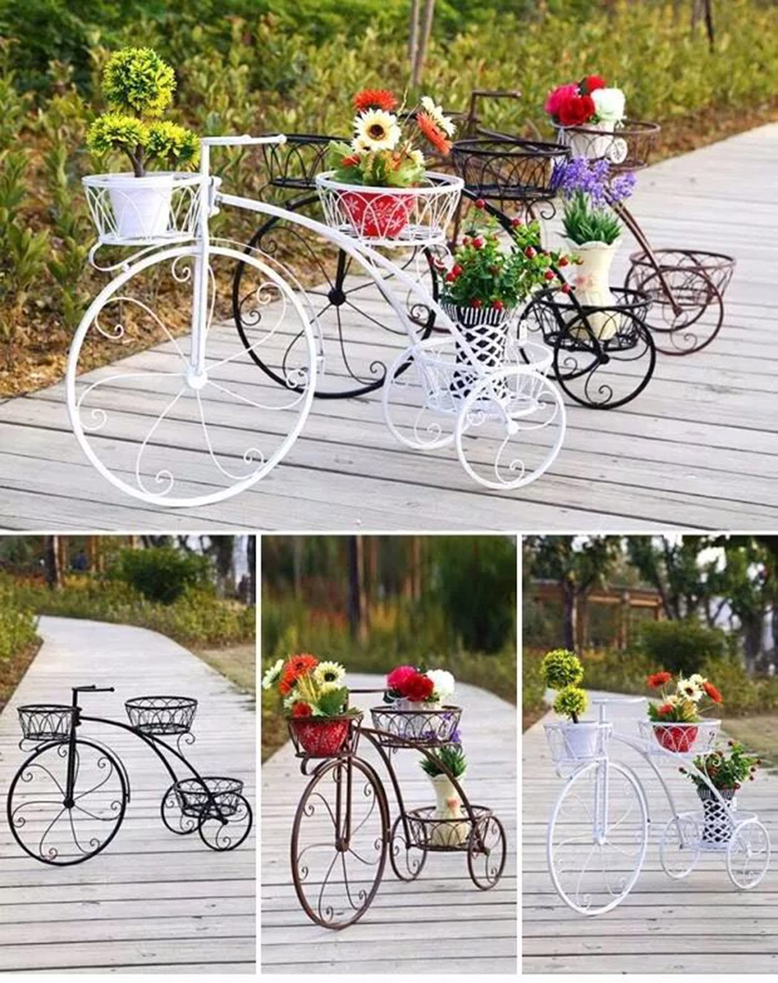 Amazon.co.jp: 三輪車の鉄製植物スタンド-家庭、庭、植物愛好家への