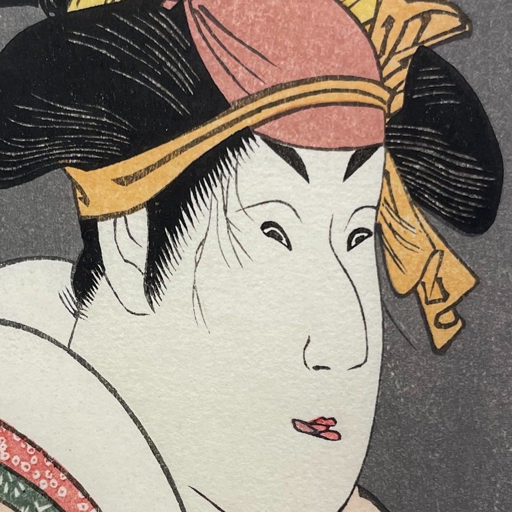 東洲斎写楽「三代目瀬川菊之丞の田辺文蔵の妻おしづ」小型・ミニ浮世絵